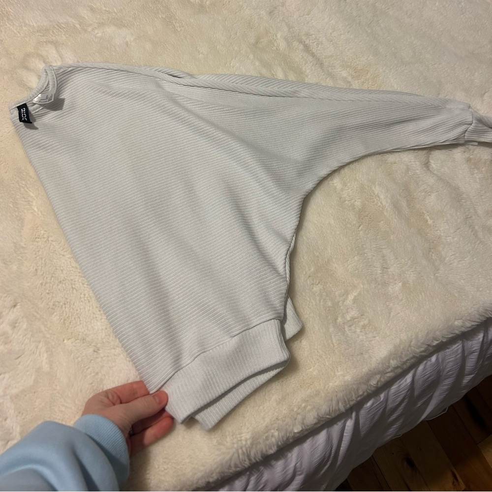 H&M Divided White Bat-Wing Ribbed Top w/ Open Back XS